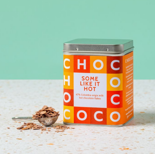 Chococo chocolate flake tins at Carey’s, featuring rich, premium chocolate flakes in beautifully designed packaging, perfect for indulgent treats or gifts