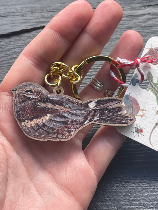 Nightjar Wooden Keyring by Viv Hughes