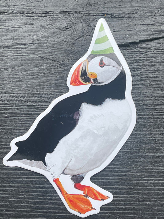 Party Puffin Sticker by Viv Hughes