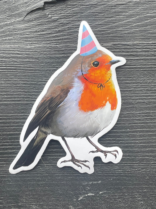 Party Robin Sticker by Viv Hughes