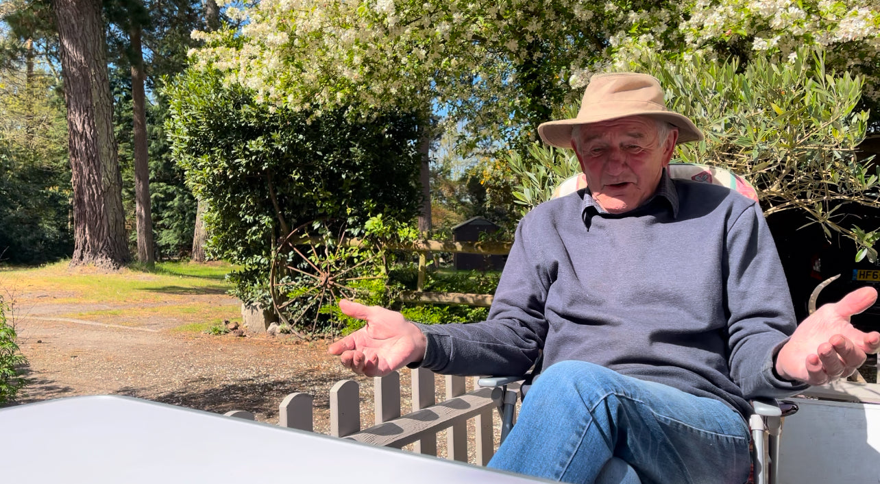 Image of Careys neighbour Mick White being interviewed at home to help discover the history of the garden